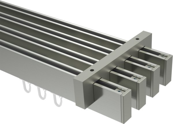Innenlauf Gardinenstange Deckenmontage Edelstahl-Optik eckig 14x35 mm 4-läufig SMARTLINE - Paxo 100 cm