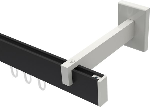Innenlauf Gardinenstange Aluminium / Metall eckig 14x35 mm SMARTLINE - Paxo Schwarz / Weiß (WA lang) 100 cm