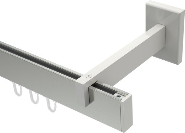 Innenlauf Gardinenstange Aluminium / Metall eckig 14x35 mm SMARTLINE - Paxo Edelstahl-Optik / Weiß (WA lang) 100 cm