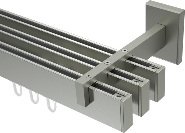 Innenlauf Gardinenstange Edelstahl-Optik eckig 14x35 mm 3-läufig SMARTLINE - Paxo (WA lang) 100 cm