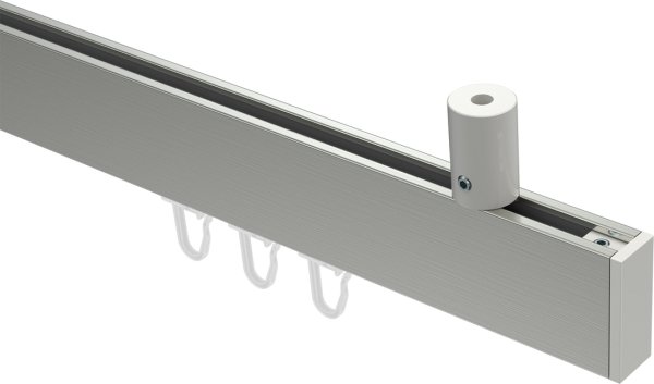 Innenlauf Gardinenstange Deckenmontage Aluminium / Metall eckig 14x35 mm SONIUS - Paxo Edelstahl-Optik / Weiß 100 cm