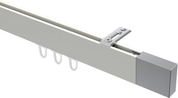 Innenlauf Gardinenstange Deckenmontage Aluminium / Metall eckig 14x35 mm SMARTLINE (Universal) - Lox Weiß / Chrom 100 cm