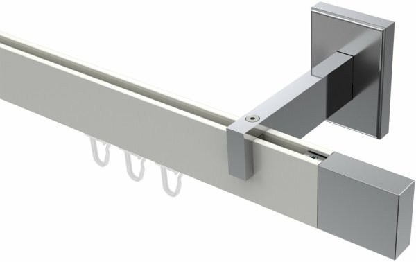 Innenlauf Gardinenstange Aluminium / Metall eckig 14x35 mm SMARTLINE - Lox Weiß / Chrom 100 cm