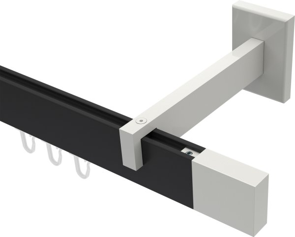 Innenlauf Gardinenstange Aluminium / Metall eckig 14x35 mm SMARTLINE - Lox Schwarz / Weiß (WA lang) 100 cm