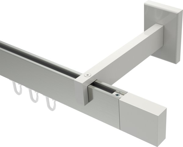 Innenlauf Gardinenstange Aluminium / Metall eckig 14x35 mm SMARTLINE - Lox Edelstahl-Optik / Weiß (WA lang) 100 cm