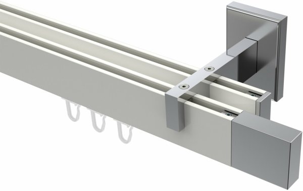 Innenlauf Gardinenstange Aluminium / Metall eckig 14x35 mm 2-läufig SMARTLINE - Lox Weiß / Chrom 100 cm