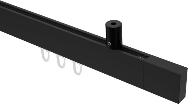 Innenlauf Gardinenstange Deckenmontage Aluminium / Metall eckig 14x35 mm SONIUS - Lox Schwarz