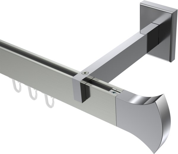 Innenlauf Gardinenstange Aluminium / Metall eckig 14x35 mm SMARTLINE - Conex Edelstahl-Optik / Chrom (WA lang) 100 cm