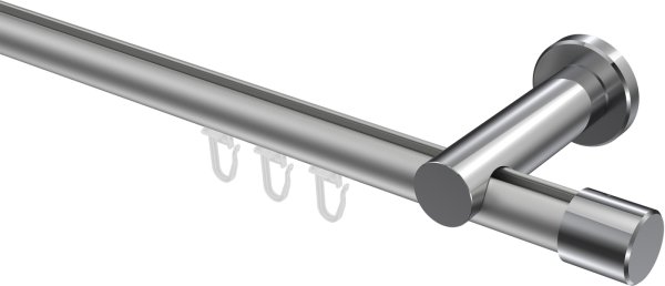 Innenlauf Gardinenstange Aluminium / Metall 20 mm Ø PLATON - Santo Silbergrau / Chrom 100 cm