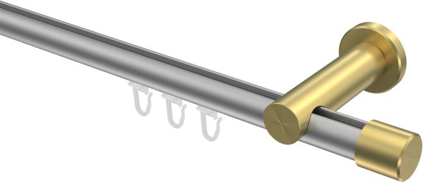 Innenlauf Gardinenstange Aluminium / Metall 20 mm Ø PLATON - Santo Silbergrau / Messing-Optik 100 cm