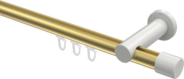 Innenlauf Gardinenstange Aluminium / Metall 20 mm Ø PLATON - Santo Messing-Optik / Weiß 100 cm