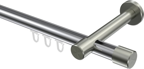 Innenlauf Gardinenstange Aluminium / Metall 20 mm Ø PRESTIGE - Santo Chrom / Edelstahl-Optik 100 cm