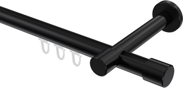Innenlauf Gardinenstange Aluminium / Metall 20 mm Ø PRESTIGE - Santo Schwarz