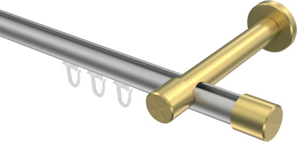 Innenlauf Gardinenstange Aluminium / Metall 20 mm Ø PRESTIGE - Santo Silbergrau / Messing-Optik 100 cm
