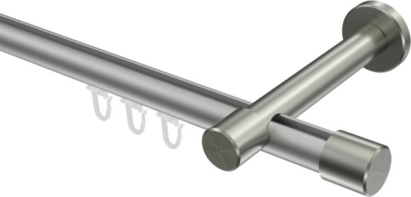 Innenlauf Gardinenstange Aluminium / Metall 20 mm Ø PRESTIGE - Santo Silbergrau / Edelstahl-Optik 100 cm