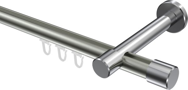 Innenlauf Gardinenstange Aluminium / Metall 20 mm Ø PRESTIGE - Santo Edelstahl-Optik / Chrom 100 cm