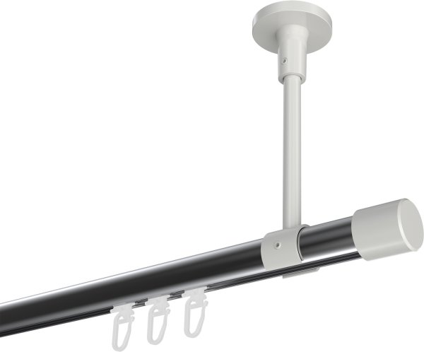 Innenlauf Gardinenstange Aluminium / Metall 20 mm Ø SONETTE - Santo Chrom / Weiß 420 cm (3 x 140 cm)