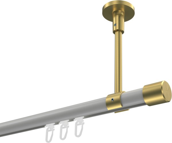 Innenlauf Gardinenstange Aluminium / Metall 20 mm Ø SONETTE - Santo Weiß / Messing-Optik 420 cm (3 x 140 cm)