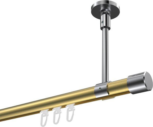 Innenlauf Gardinenstange Aluminium / Metall 20 mm Ø SONETTE - Santo Messing-Optik / Chrom 420 cm (3 x 140 cm)