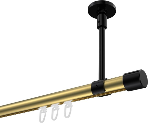 Innenlauf Gardinenstange Aluminium / Metall 20 mm Ø SONETTE - Santo Messing-Optik / Schwarz 420 cm (3 x 140 cm)