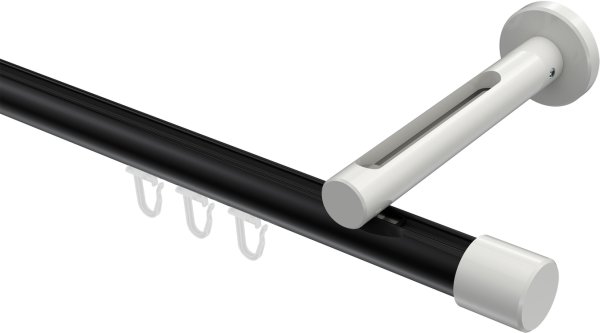 Innenlauf Gardinenstange Aluminium / Metall 20 mm Ø SITENO - Santo Schwarz / Weiß 100 cm