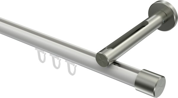 Innenlauf Gardinenstange Aluminium / Metall 20 mm Ø SITENO - Santo Weiß / Edelstahl-Optik 100 cm