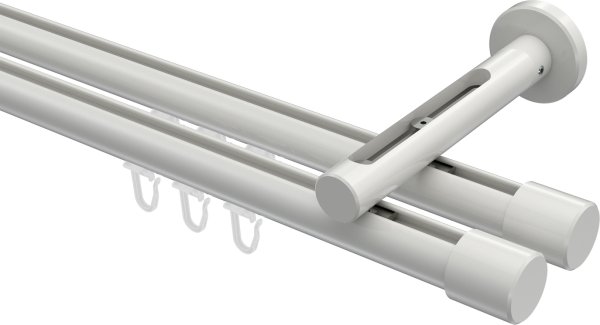 Innenlauf Gardinenstange Aluminium / Metall 20 mm Ø 2-läufig SITENO - Santo Weiß 100 cm