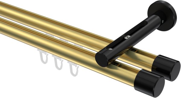 Innenlauf Gardinenstange Aluminium / Metall 20 mm Ø 2-läufig SITENO - Santo Messing-Optik / Schwarz
