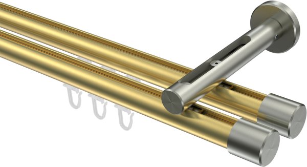 Innenlauf Gardinenstange Messing-Optik / Edelstahl-Optik 20 mm Ø 2-läufig SITENO - Santo 100 cm