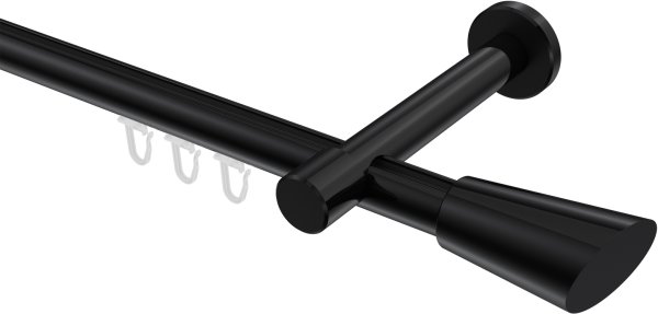 Innenlauf Gardinenstange Aluminium / Metall 20 mm Ø PRESTIGE - Bento Schwarz