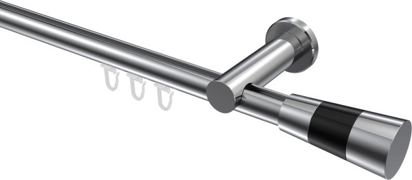Innenlauf Gardinenstange Aluminium / Metall 20 mm Ø PLATON - Tanara Chrom 100 cm