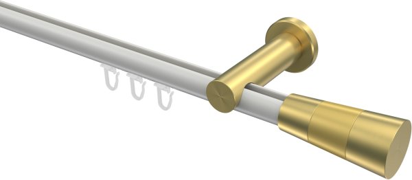 Innenlauf Gardinenstange Aluminium / Metall 20 mm Ø PLATON - Tanara Weiß / Messing-Optik 100 cm