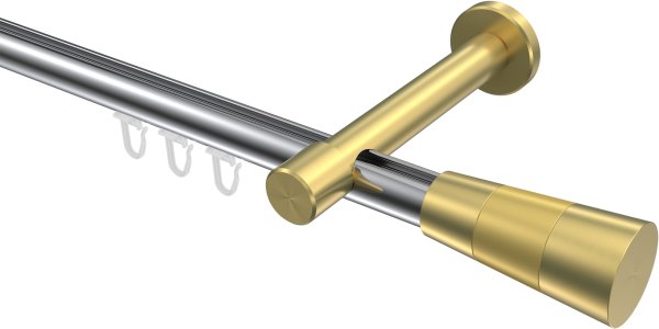 Innenlauf Gardinenstange Aluminium / Metall 20 mm Ø PRESTIGE - Tanara Chrom / Messing-Optik 100 cm