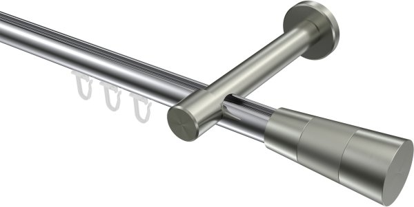 Innenlauf Gardinenstange Aluminium / Metall 20 mm Ø PRESTIGE - Tanara Chrom / Edelstahl-Optik 100 cm
