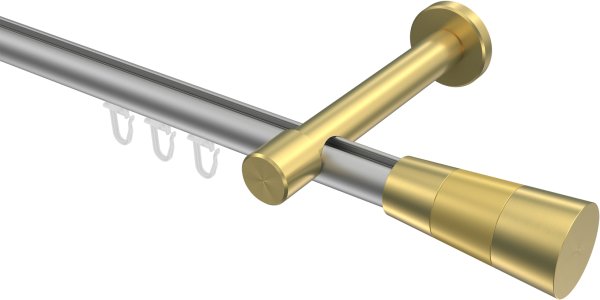 Innenlauf Gardinenstange Aluminium / Metall 20 mm Ø PRESTIGE - Tanara Silbergrau / Messing-Optik 100 cm