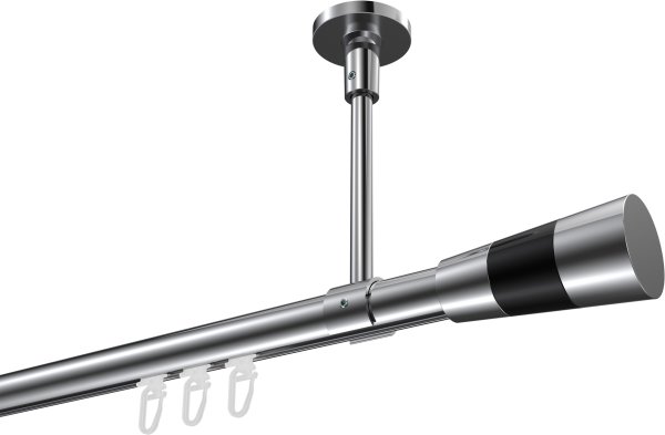Innenlauf Gardinenstange Aluminium / Metall 20 mm Ø SONETTE - Tanara Chrom 420 cm (3 x 140 cm)