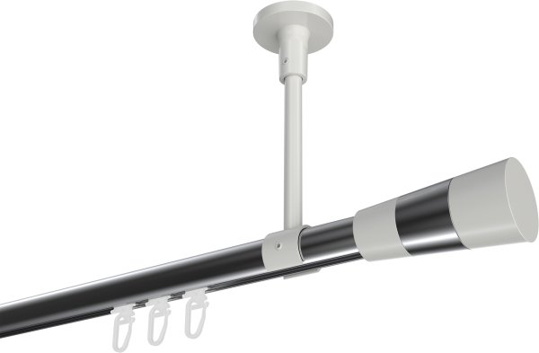 Innenlauf Gardinenstange Aluminium / Metall 20 mm Ø SONETTE - Tanara Chrom / Weiß 420 cm (3 x 140 cm)
