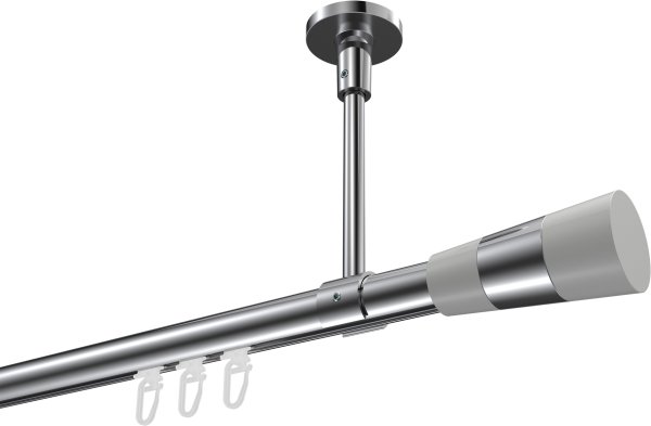 Innenlauf Gardinenstange Aluminium / Metall 20 mm Ø SONETTE - Tanara Chrom 420 cm (3 x 140 cm)