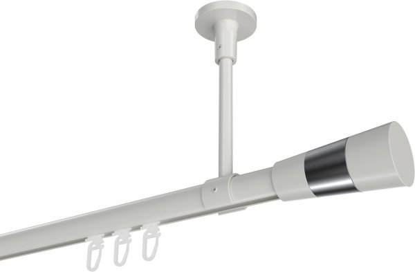 Innenlauf Gardinenstange Aluminium / Metall 20 mm Ø SONETTE - Tanara Weiß 420 cm (3 x 140 cm)