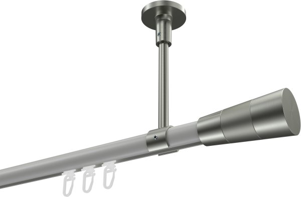 Innenlauf Gardinenstange Aluminium / Metall 20 mm Ø SONETTE - Tanara Weiß / Edelstahl-Optik 420 cm (3 x 140 cm)