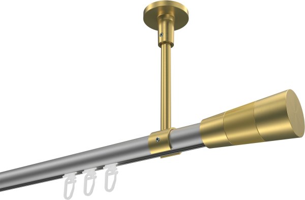 Innenlauf Gardinenstange Aluminium / Metall 20 mm Ø SONETTE - Tanara Silbergrau / Messing-Optik 100 cm