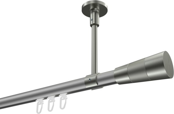 Innenlauf Gardinenstange Aluminium / Metall 20 mm Ø SONETTE - Tanara Silbergrau / Edelstahl-Optik 420 cm (3 x 140 cm)