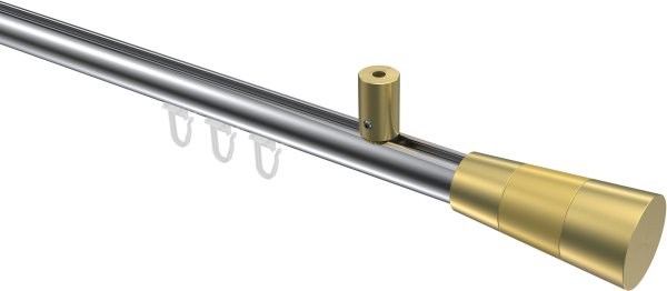Innenlauf Gardinenstange Aluminium / Metall 20 mm Ø SONIUS - Tanara Chrom / Messing-Optik 100 cm