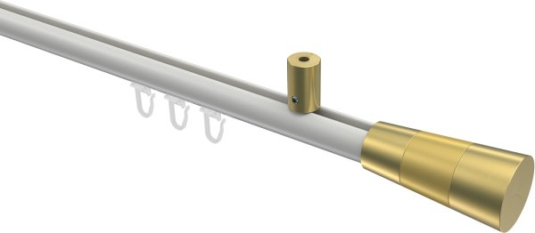 Innenlauf Gardinenstange Aluminium / Metall 20 mm Ø SONIUS - Tanara Weiß / Messing-Optik 100 cm