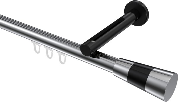 Innenlauf Gardinenstange Aluminium / Metall 20 mm Ø SITENO - Tanara Chrom / Schwarz 100 cm