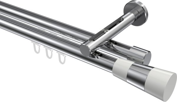 Innenlauf Gardinenstange Aluminium / Metall 20 mm Ø 2-läufig SITENO - Tanara Chrom