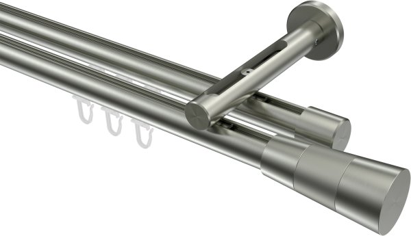 Innenlauf Gardinenstange Edelstahl-Optik 20 mm Ø 2-läufig SITENO - Tanara