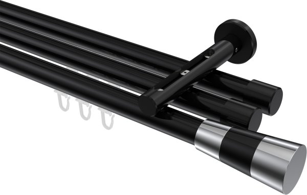 Innenlauf Gardinenstange Aluminium / Metall 20 mm Ø 3-läufig SITENO - Tanara Schwarz 100 cm