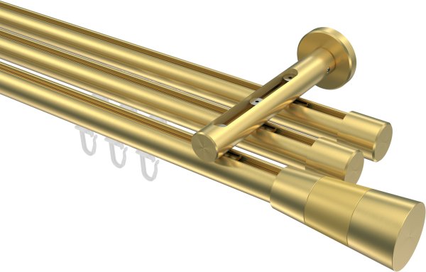 Innenlauf Gardinenstange Messing-Optik 20 mm Ø 3-läufig SITENO - Tanara 100 cm