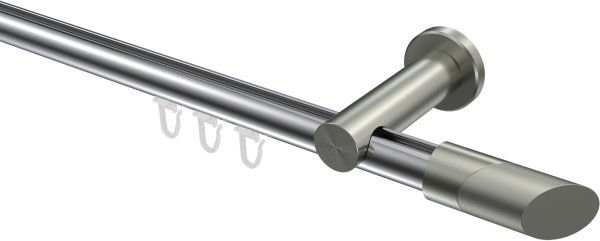 Innenlauf Gardinenstange Aluminium / Metall 20 mm Ø PLATON - Verano Chrom / Edelstahl-Optik 100 cm